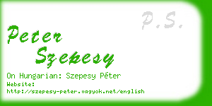 peter szepesy business card