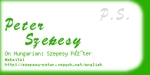 peter szepesy business card